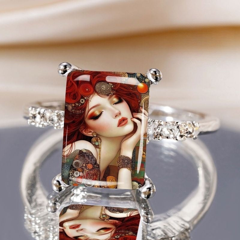 Artistic Portrait Glass Ring