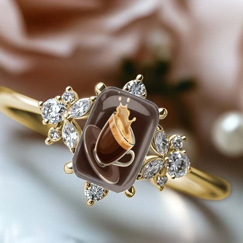 Coffee Splash Square Ring