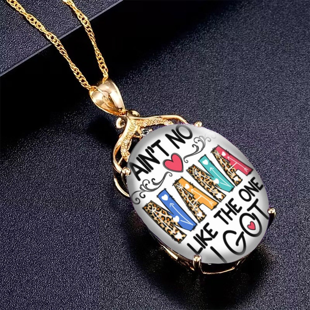 Colorful Nana Oval Pendant Necklace