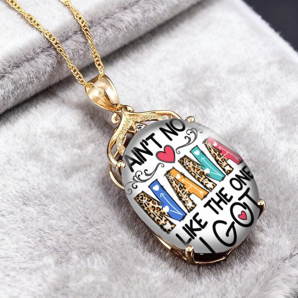 Colorful Nana Oval Pendant Necklace