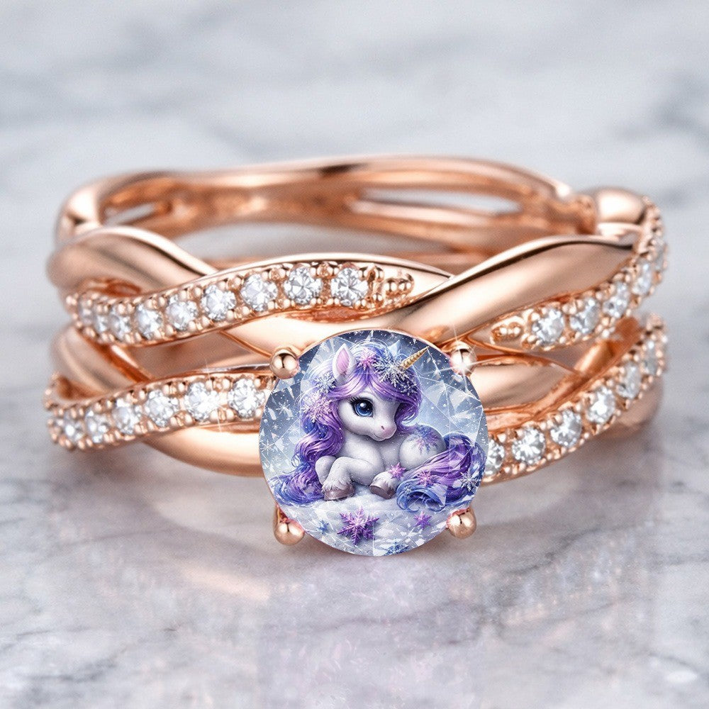 Unicorn Glass Stone Ring