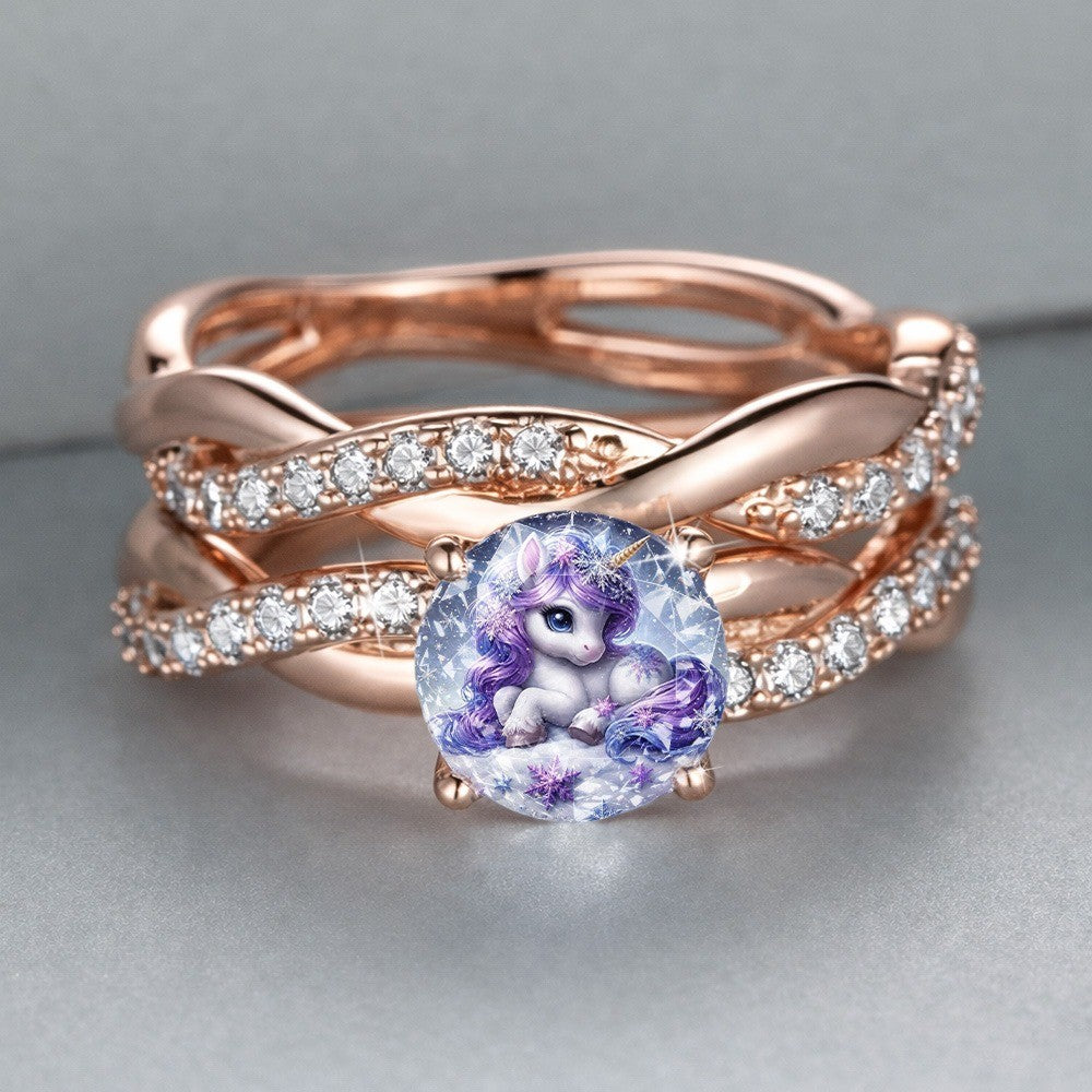 Unicorn Glass Stone Ring