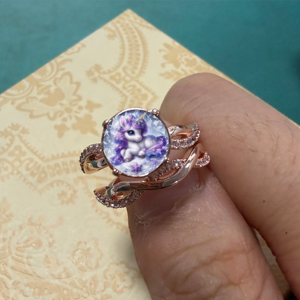 Unicorn Glass Stone Ring