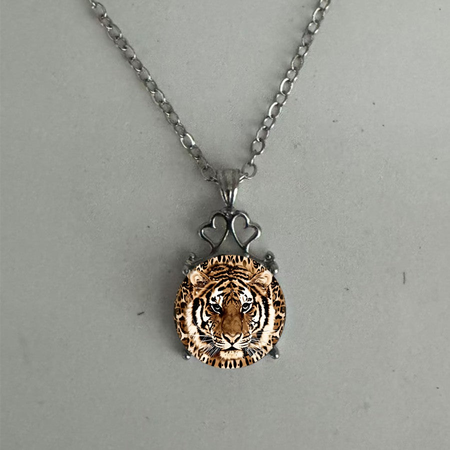 Tiger Portrait Pendant Necklace