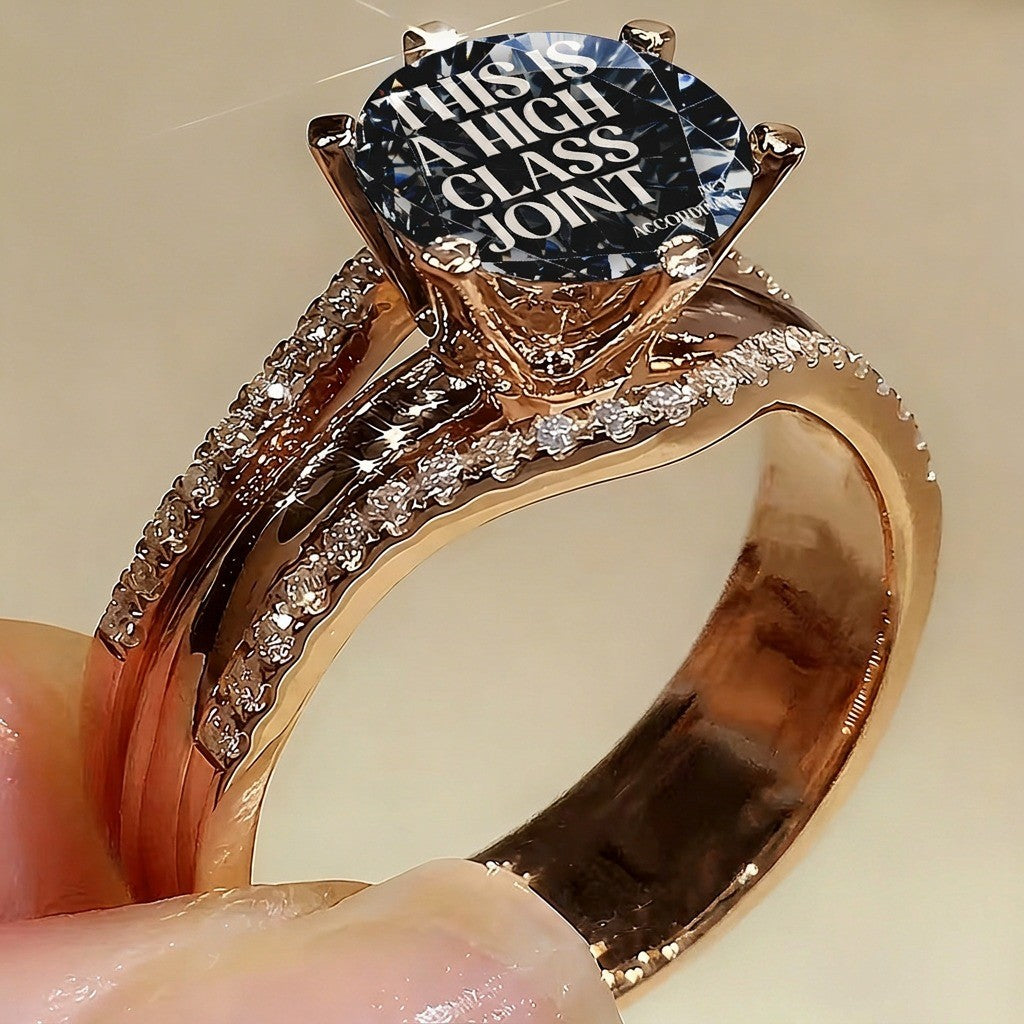 Round Black Crystal Statement Ring