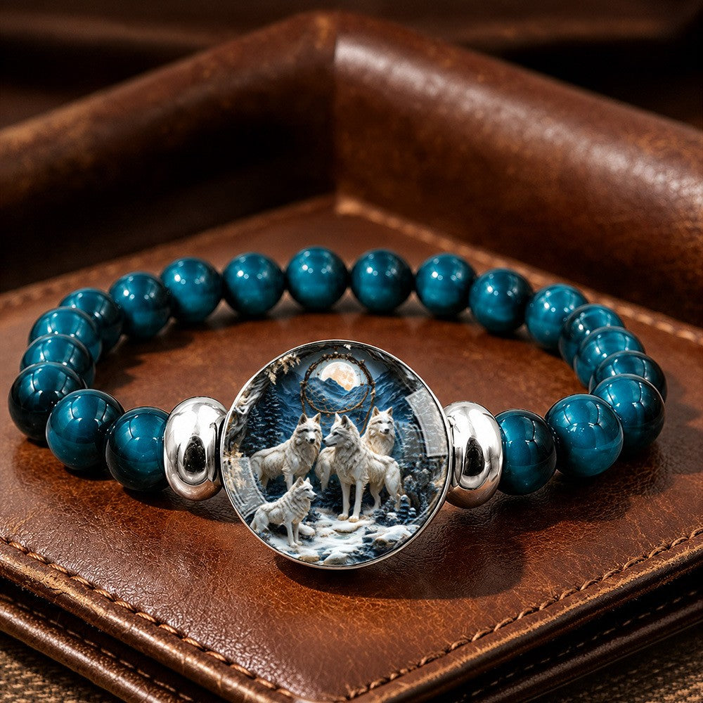 Snow Wolf Bead Bracelet