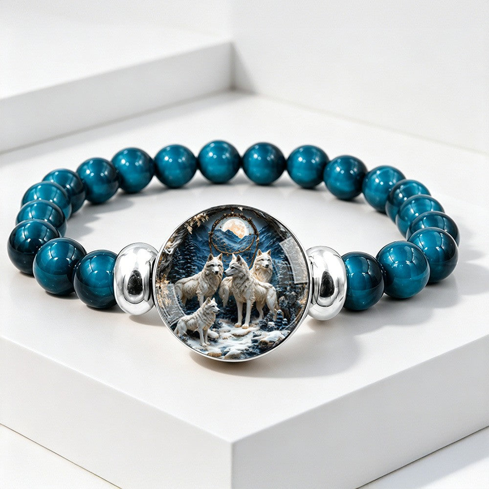 Snow Wolf Bead Bracelet