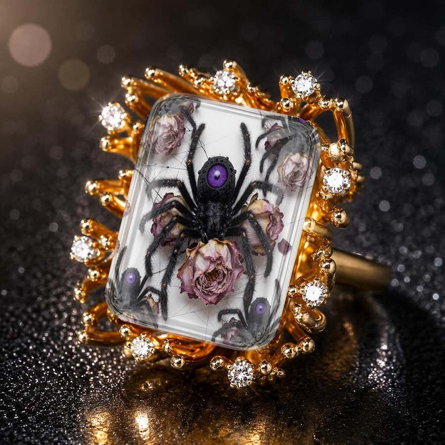 Purple Eye Spider Square Ring