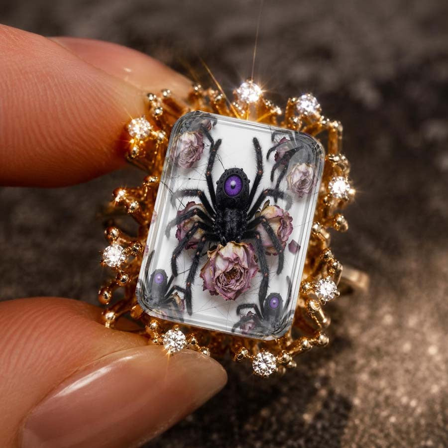 Purple Eye Spider Square Ring