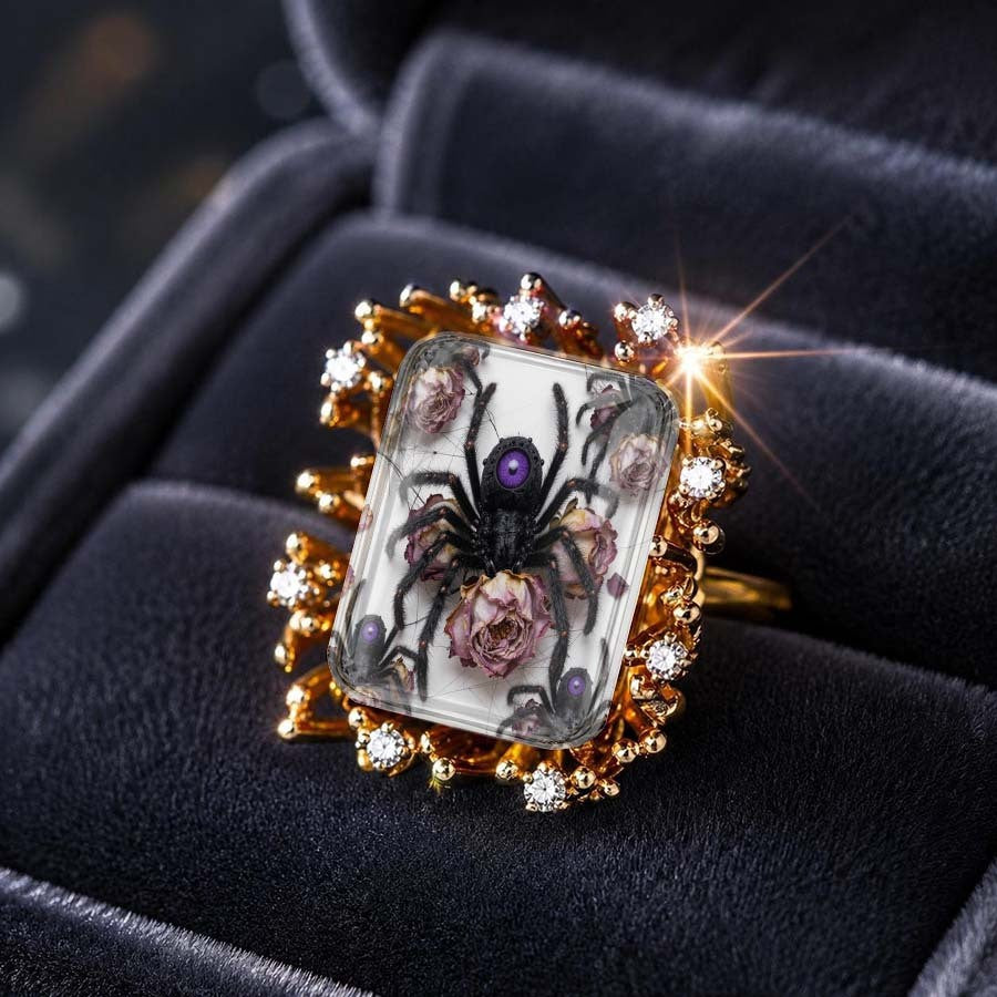 Purple Eye Spider Square Ring