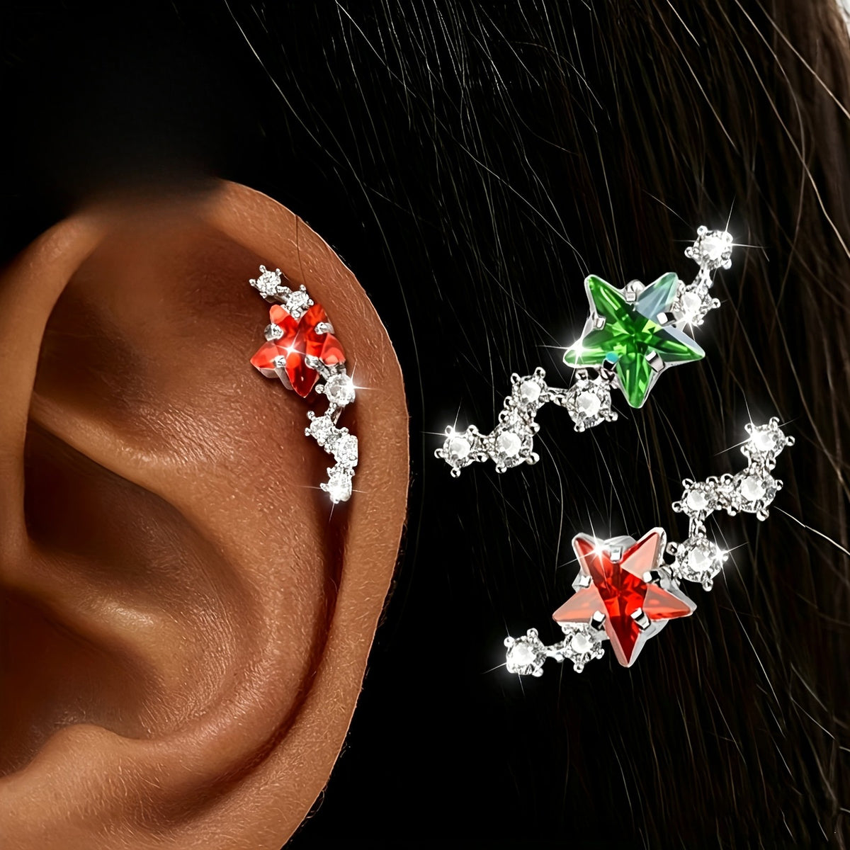 Colorful Star Crystal Ear Cuff