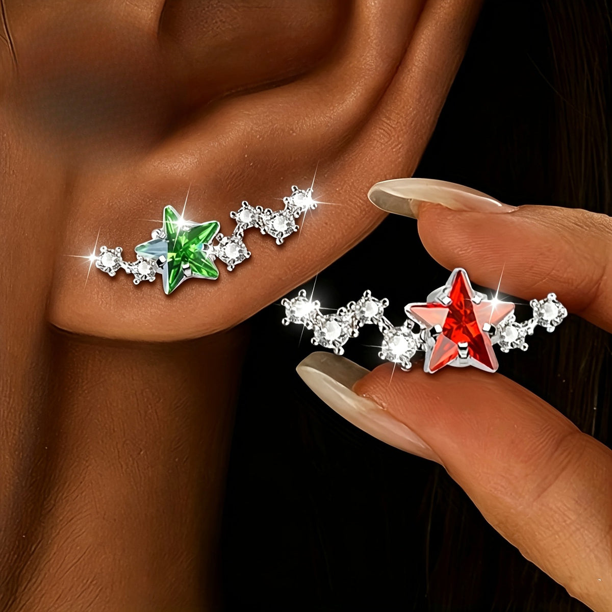 Colorful Star Crystal Ear Cuff