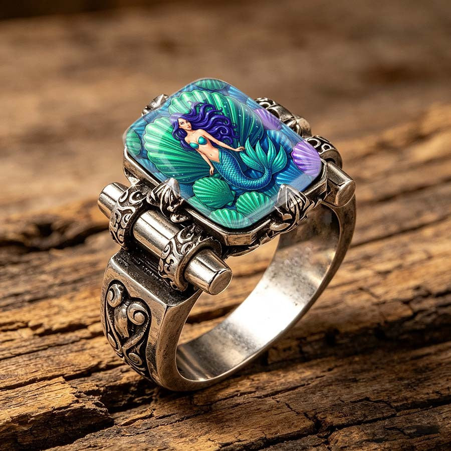 Mermaid Seashell Square Ring
