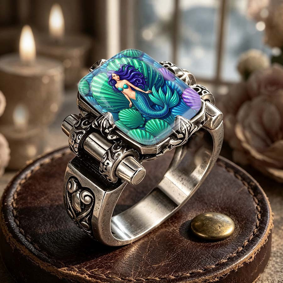 Mermaid Seashell Square Ring