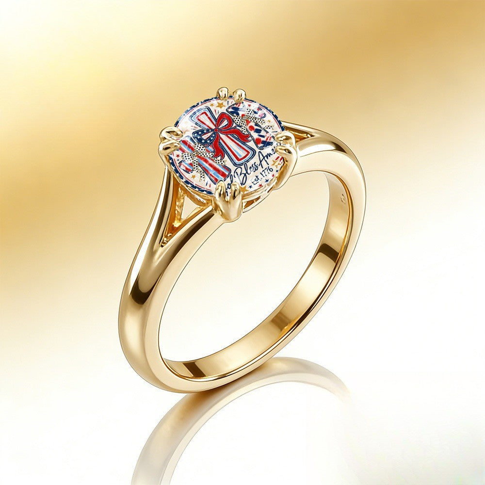 Patriotic Cross Blessing Ring