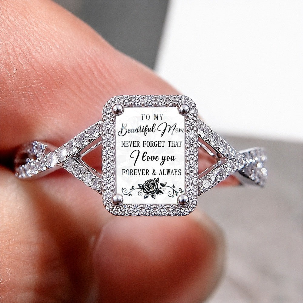Mom Message Square Ring