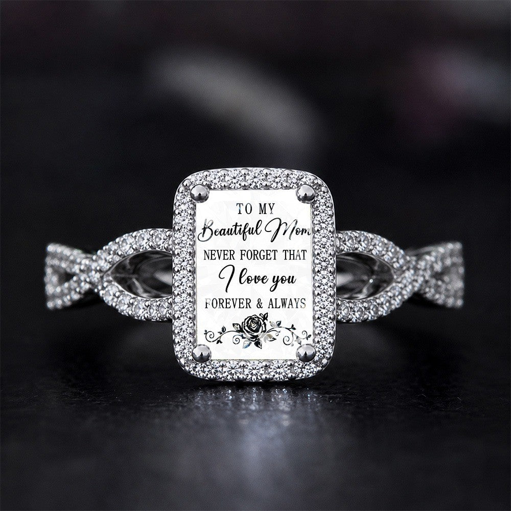 Mom Message Square Ring