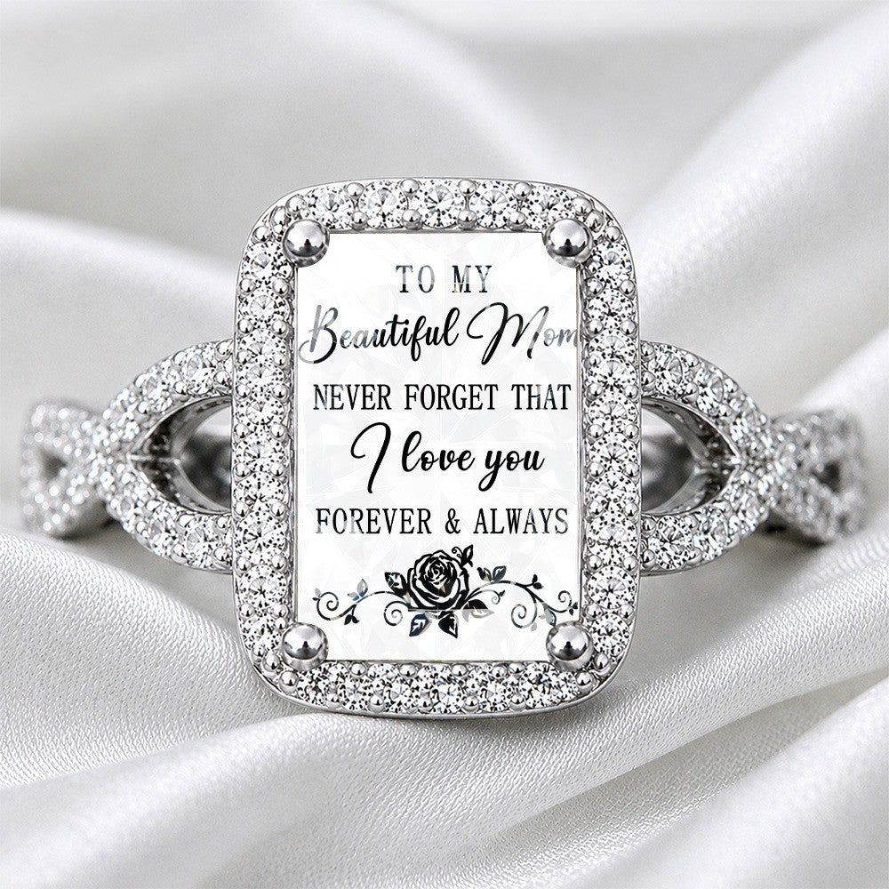 Mom Message Square Ring