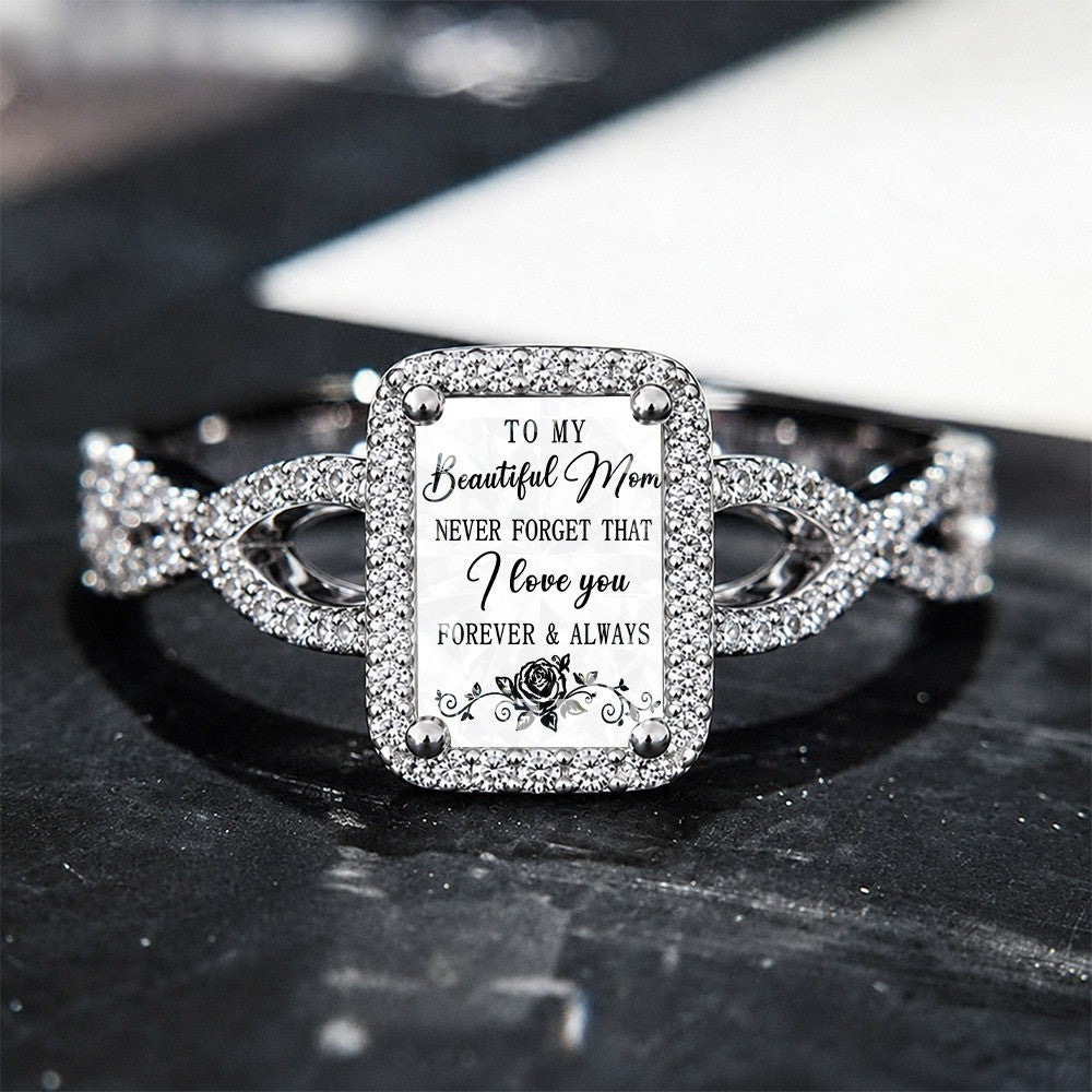 Mom Message Square Ring