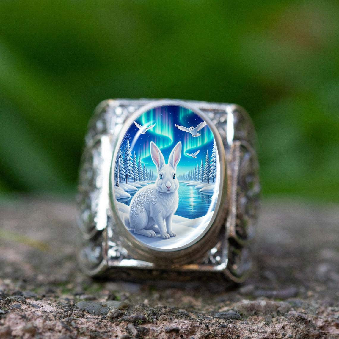 Winter Rabbit Statement Ring