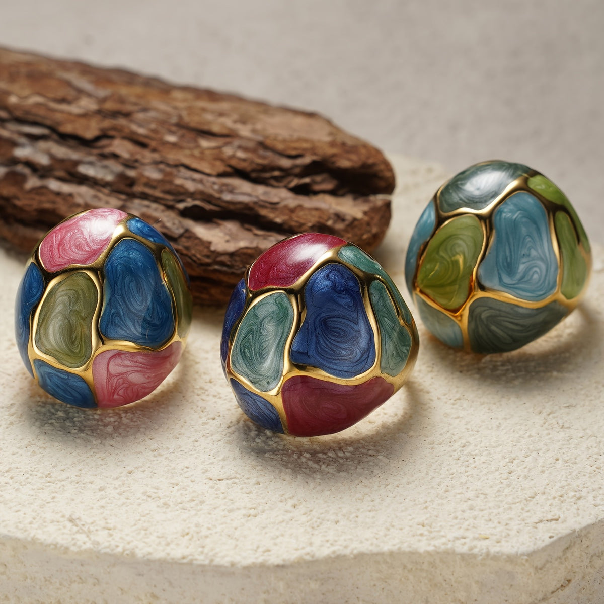 Multicolor Swirl Dome Ring