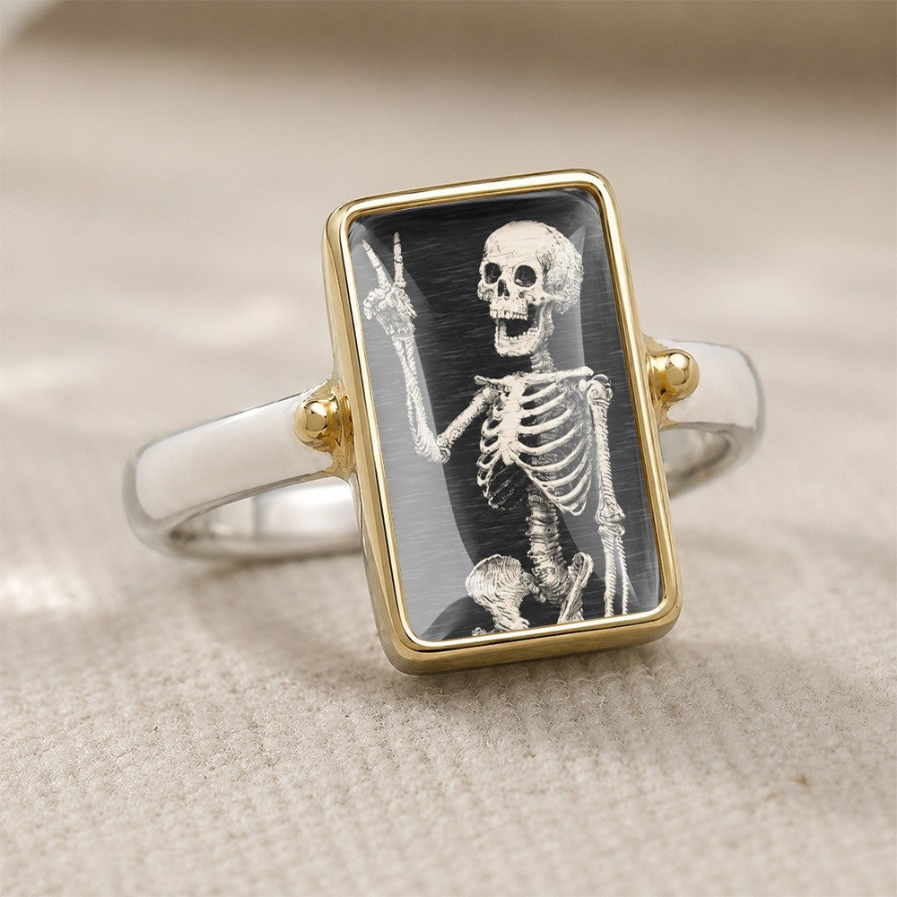 Skeleton Peace Sign Ring