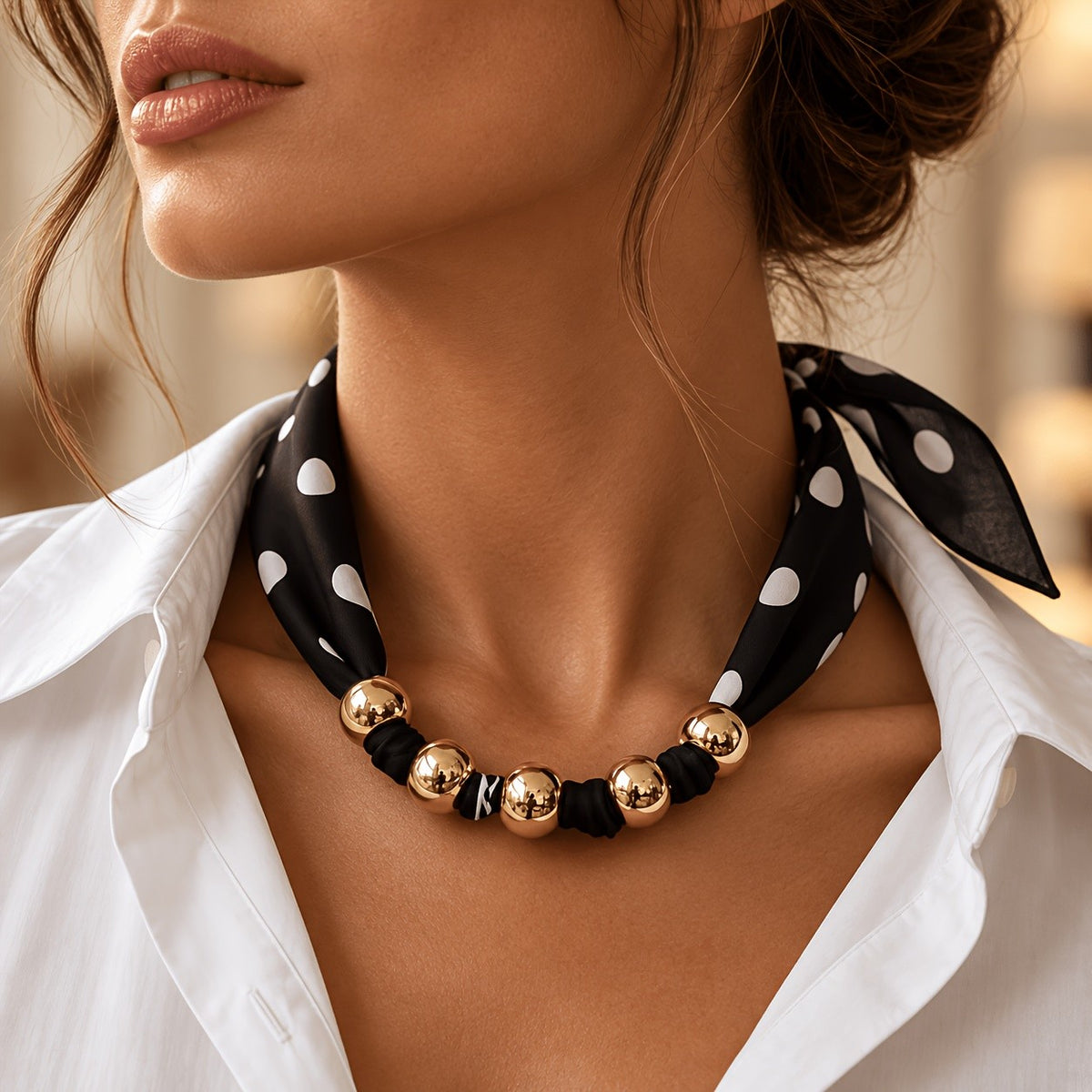 Polka Dot Scarf Bead Necklace