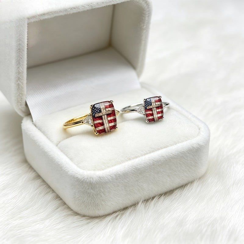 American Flag Cross Ring