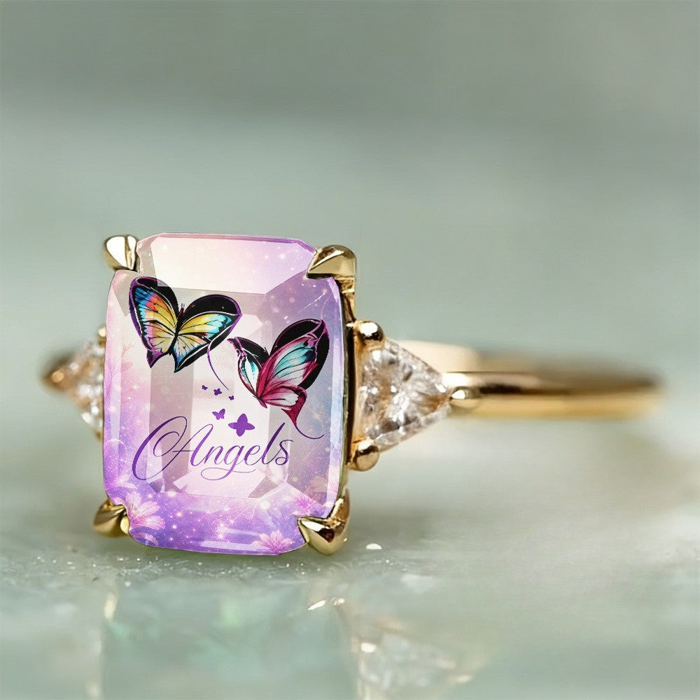 Purple Butterfly Angel Ring