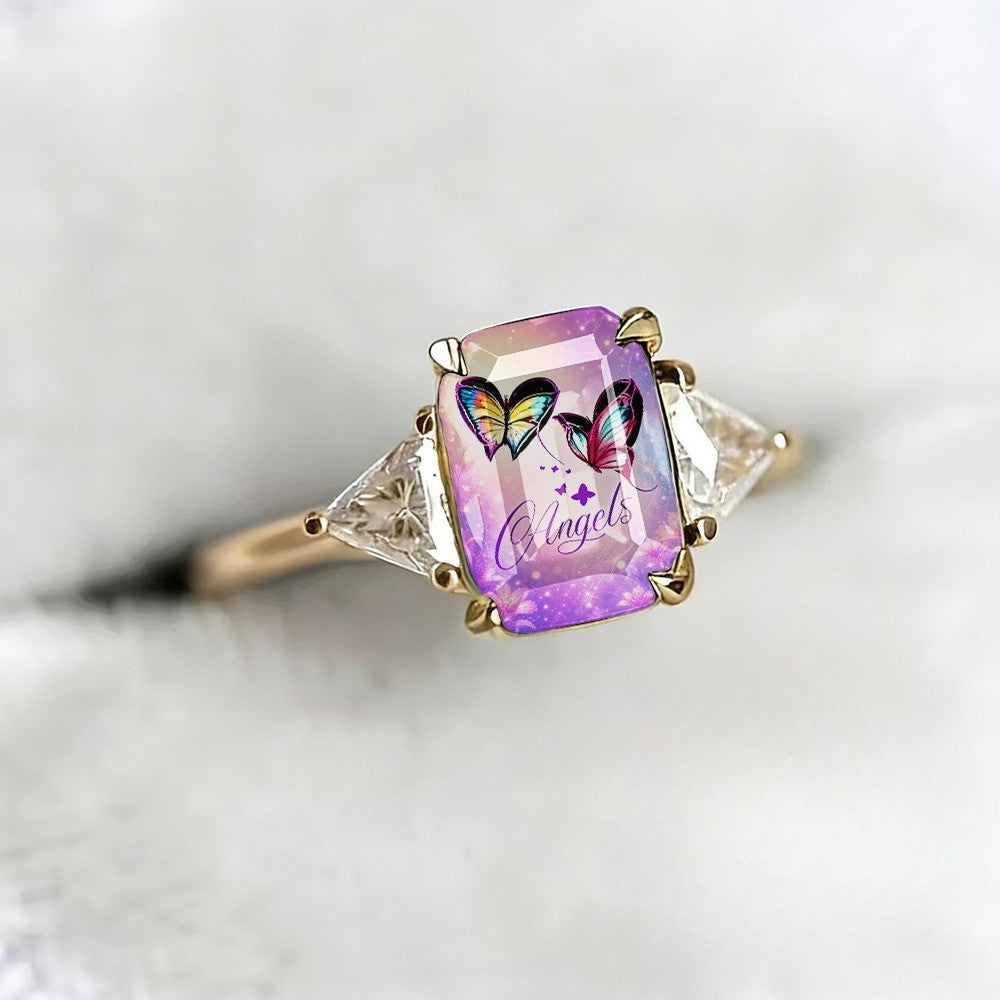 Purple Butterfly Angel Ring