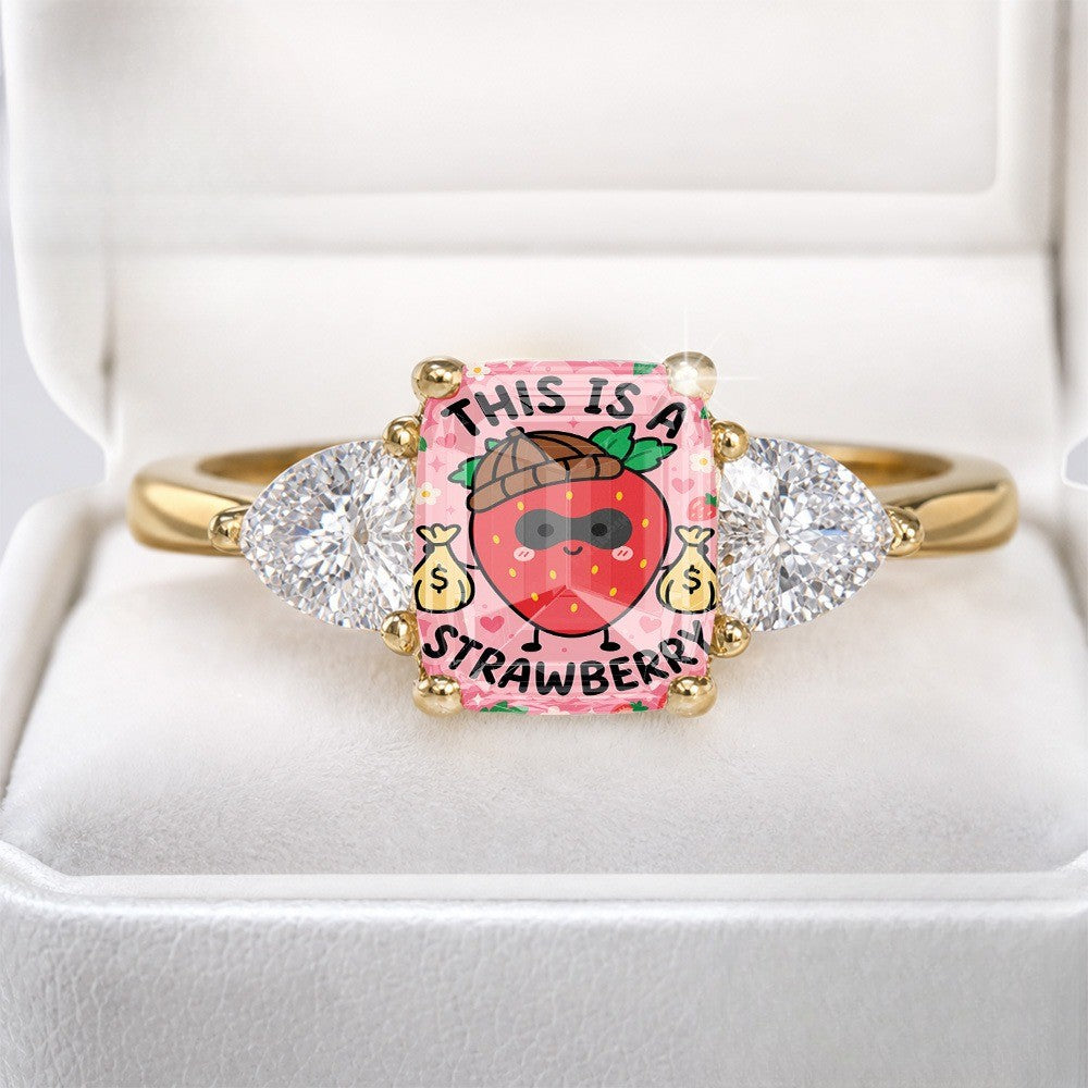 Pink Strawberry Square Ring