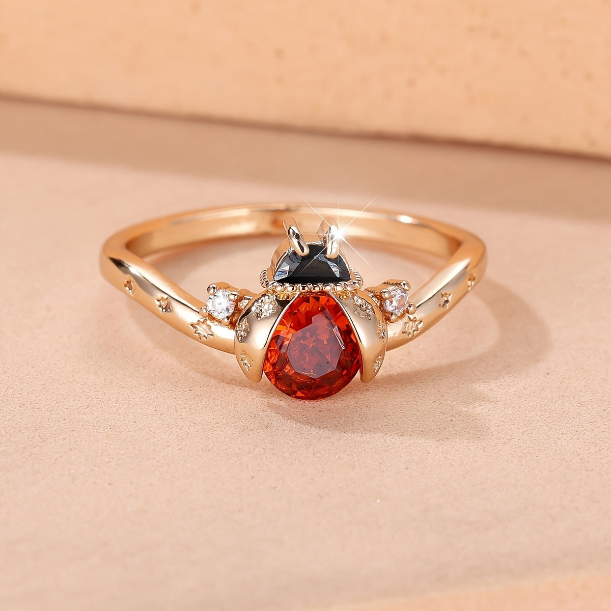 Ladybug Crystal Ring