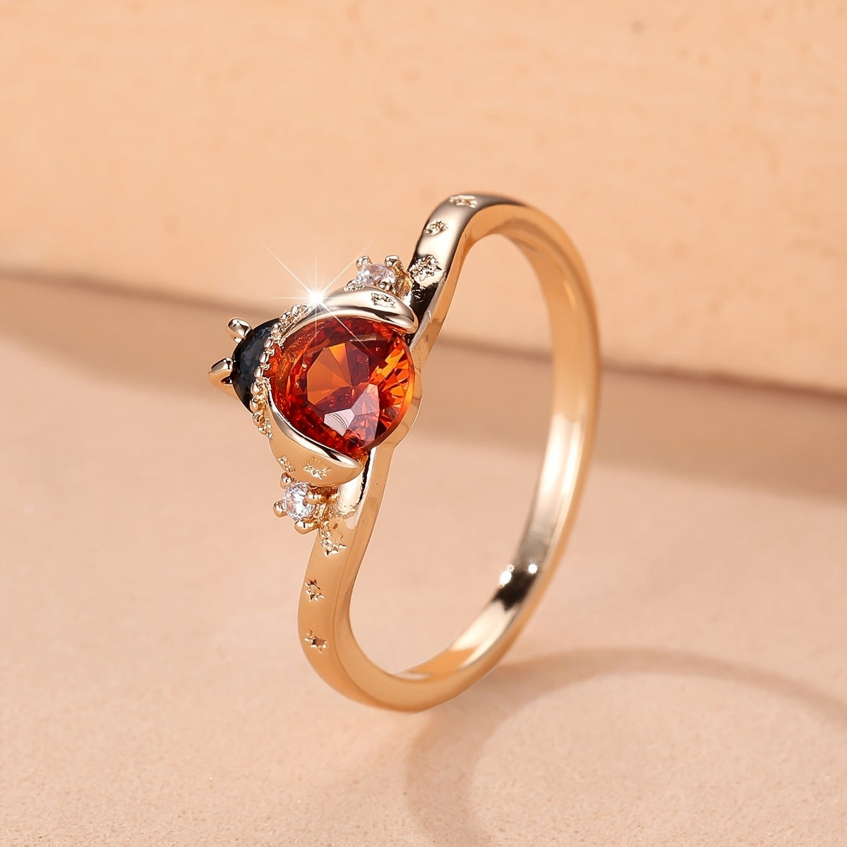 Ladybug Crystal Ring