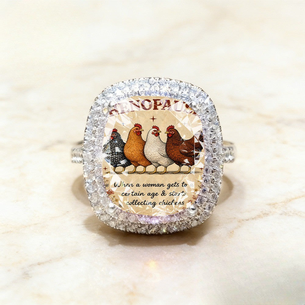 Chicken Illustration Square Ring