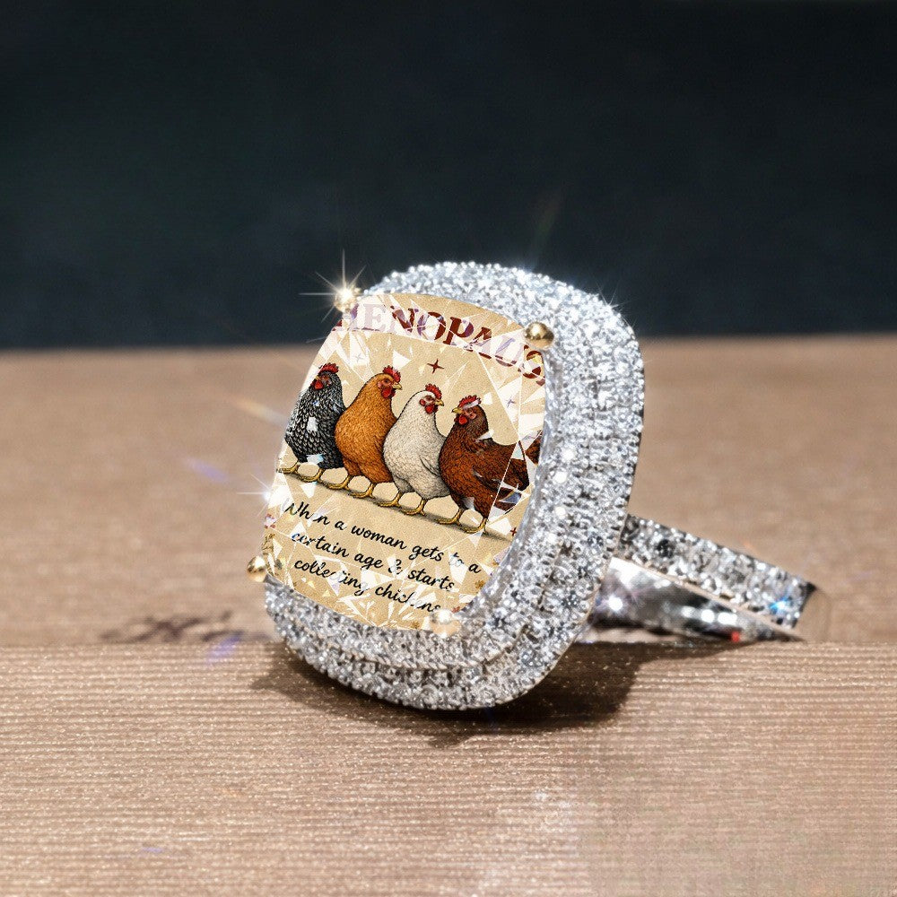 Chicken Illustration Square Ring