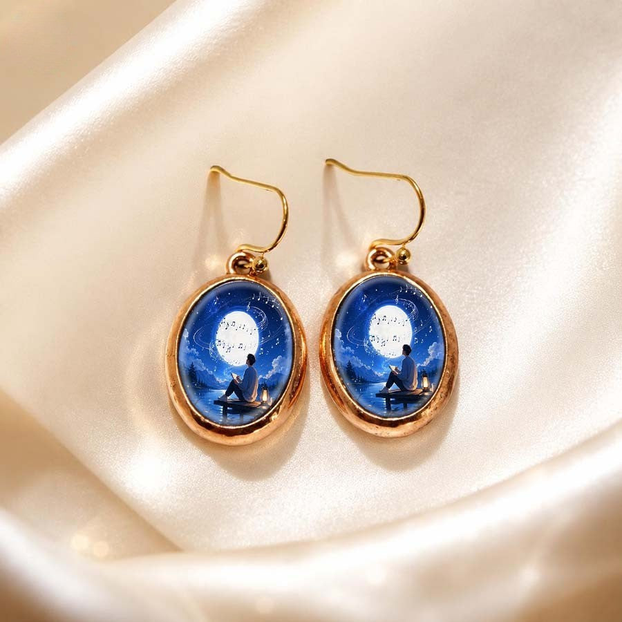 Moonlit Music Oval Earrings