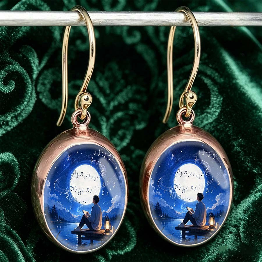 Moonlit Music Oval Earrings