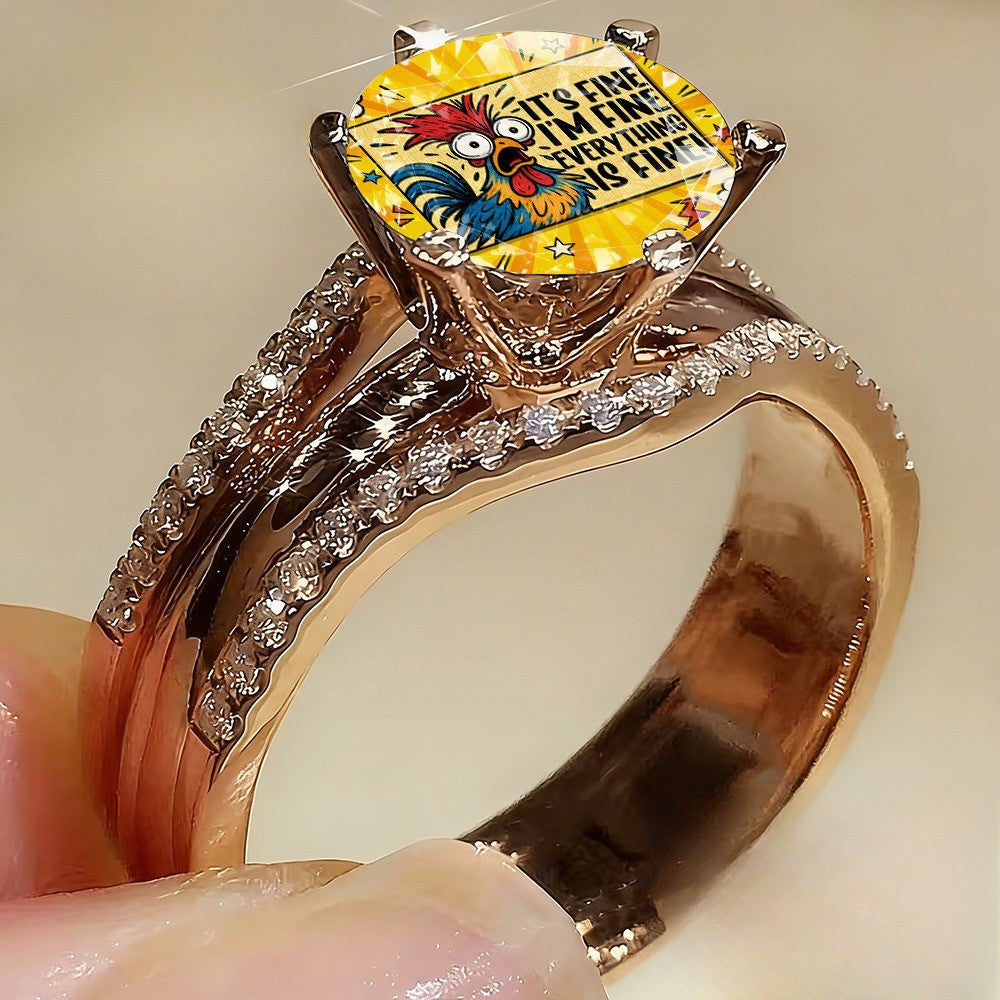 Colorful Rooster Statement Ring