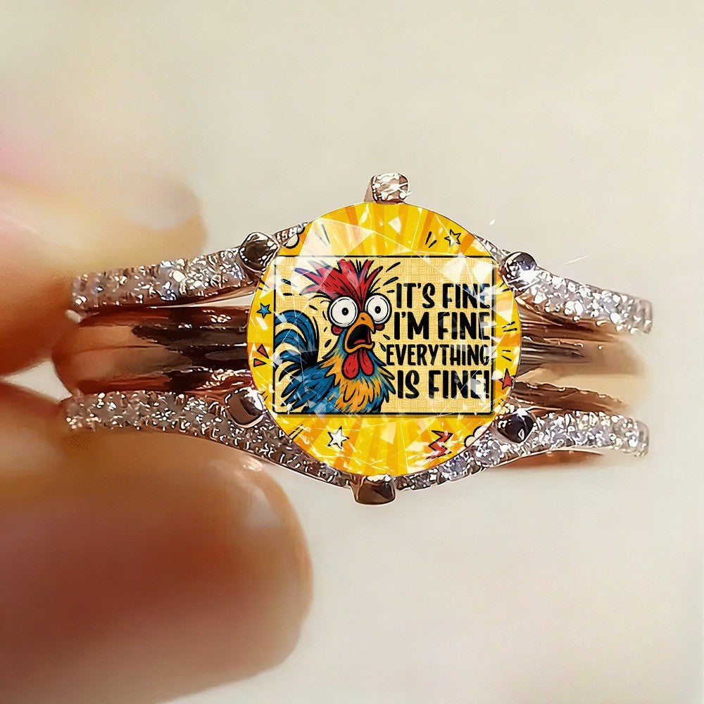Colorful Rooster Statement Ring