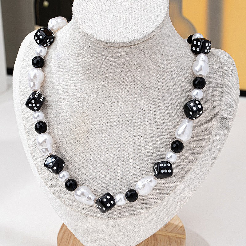 Black Dice & Pearl Necklace