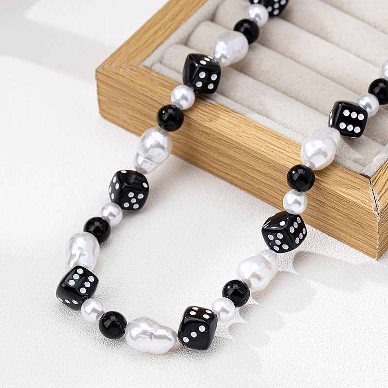 Black Dice & Pearl Necklace