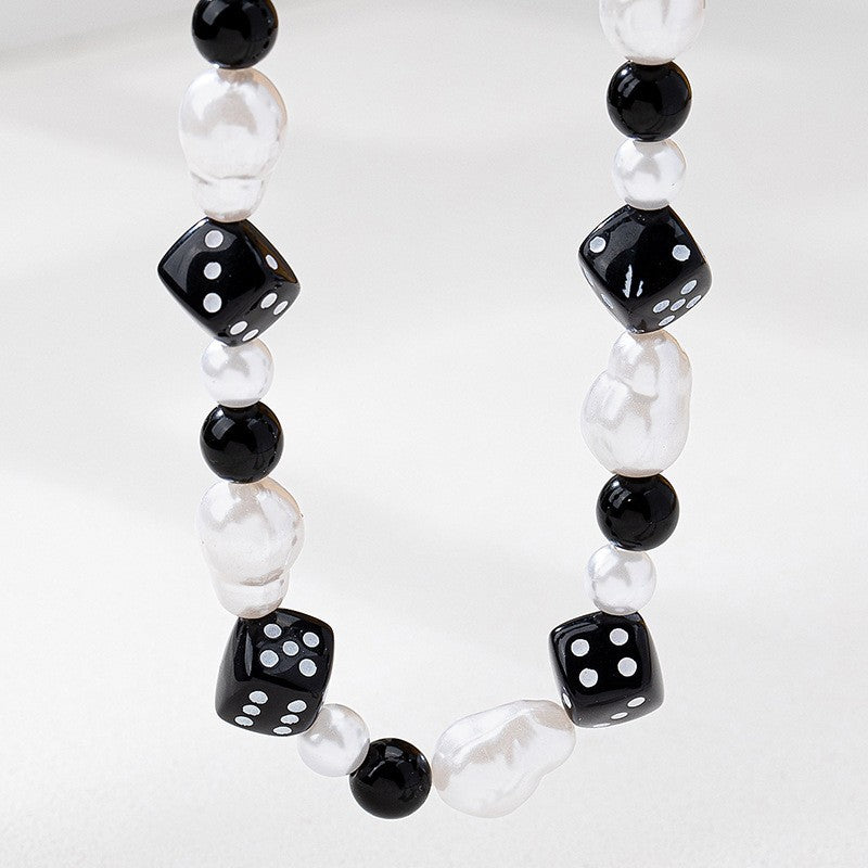 Black Dice & Pearl Necklace