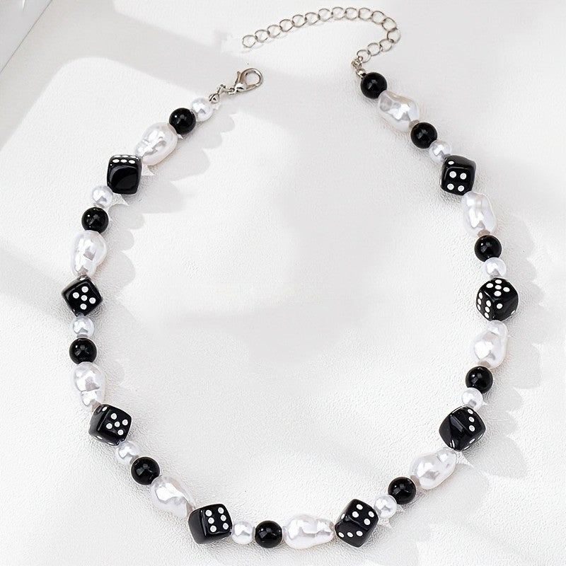 Black Dice & Pearl Necklace
