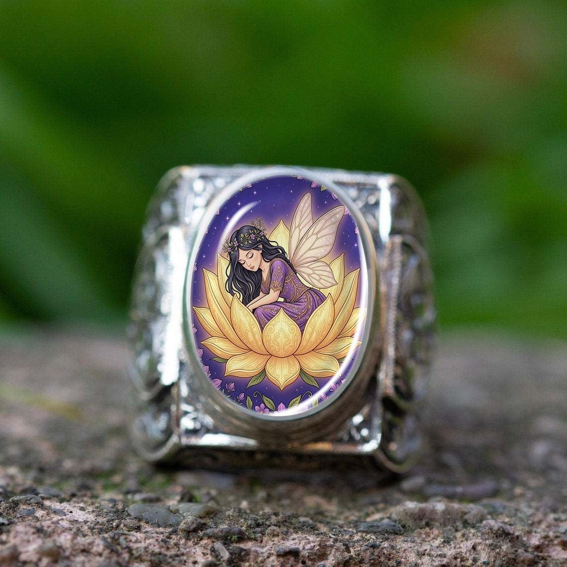 Fairy Lotus Oval Ring