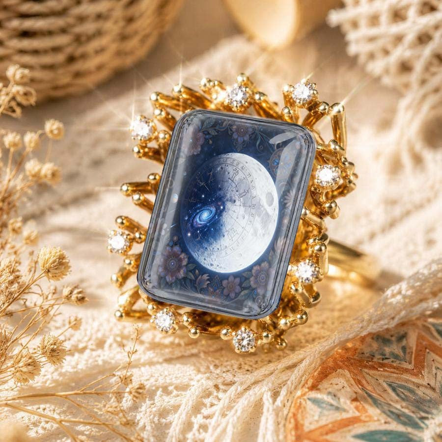 Celestial Moon Rectangular Ring