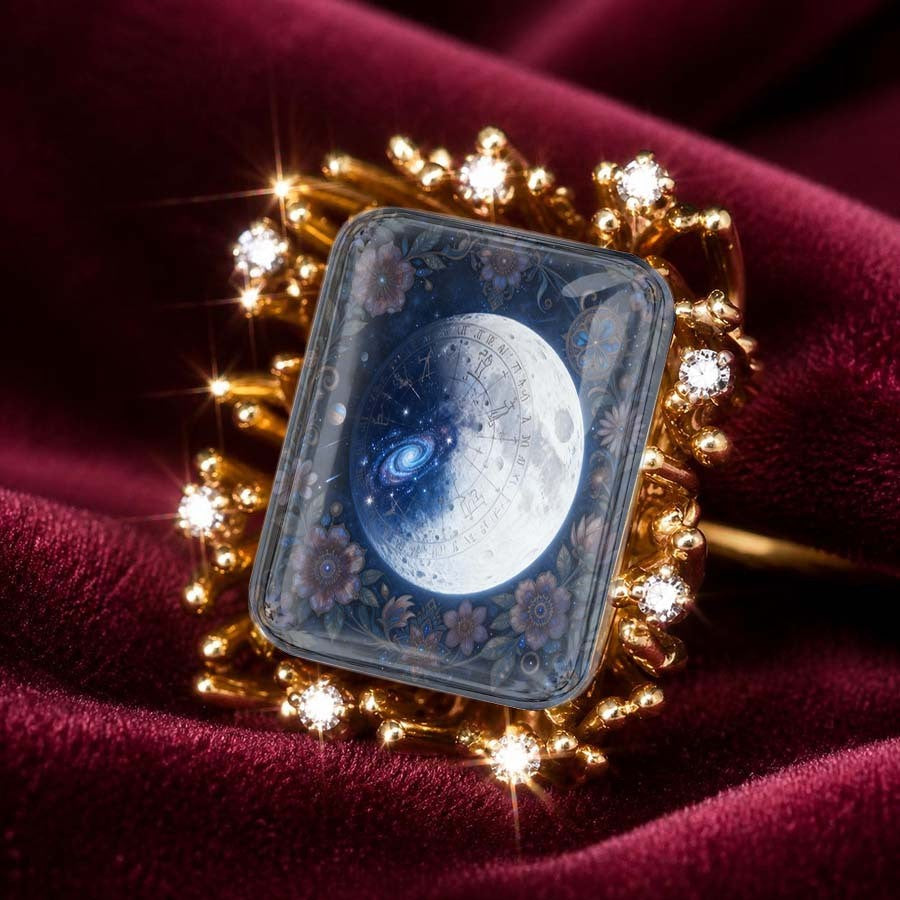 Celestial Moon Rectangular Ring
