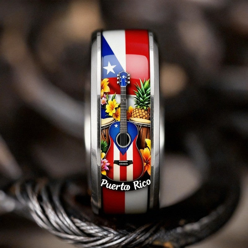 Puerto Rico Flag & Guitar Ring