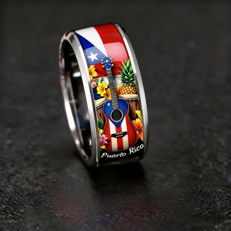 Puerto Rico Flag & Guitar Ring