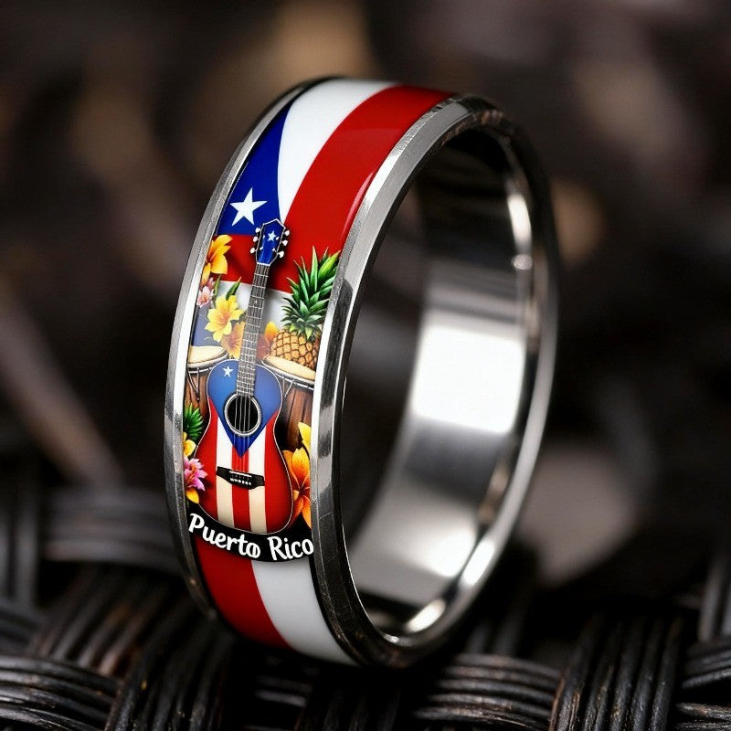 Puerto Rico Flag & Guitar Ring
