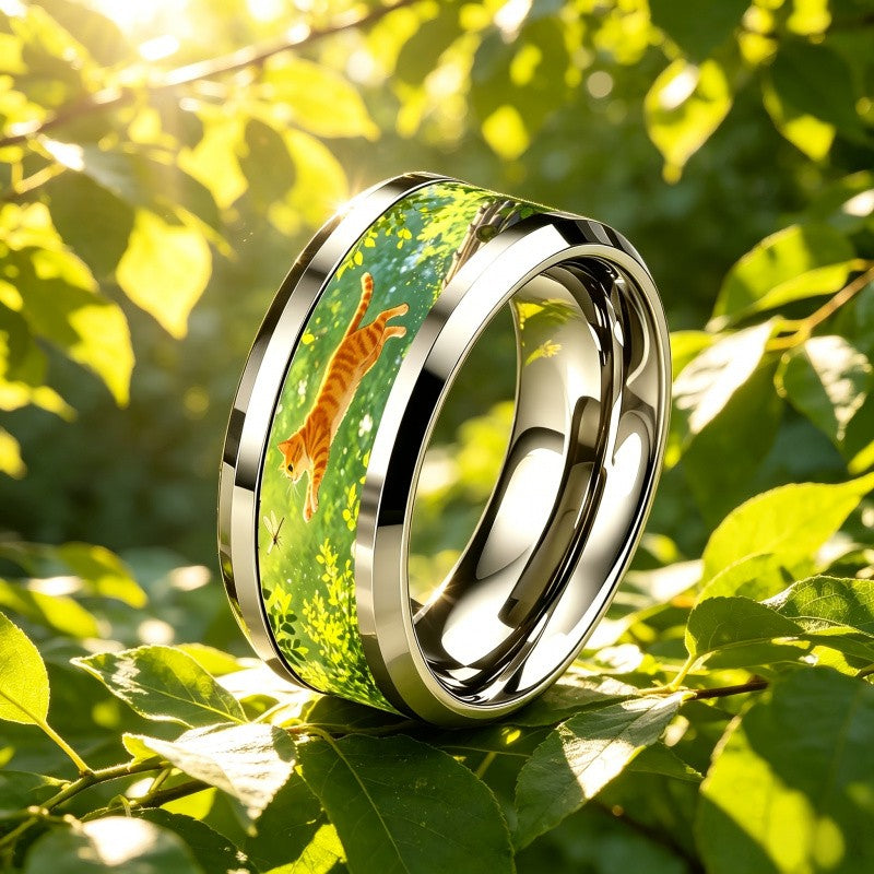 Leaping Cat Scene Ring